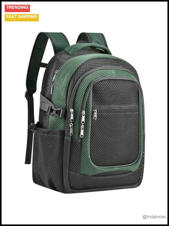 Heavy Duty Mesh Backpack with Rain Cover for School Sports Travel
